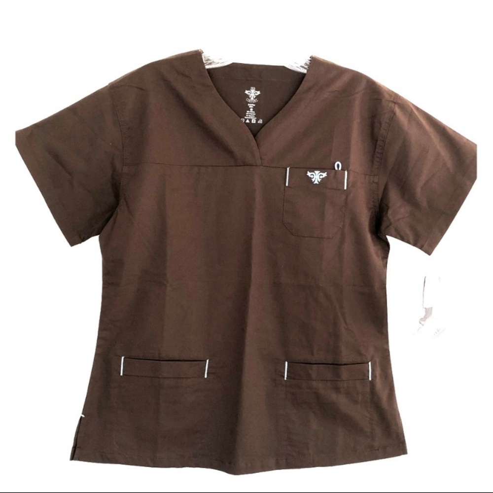 Med Couture Scrub Top Brown Size XS